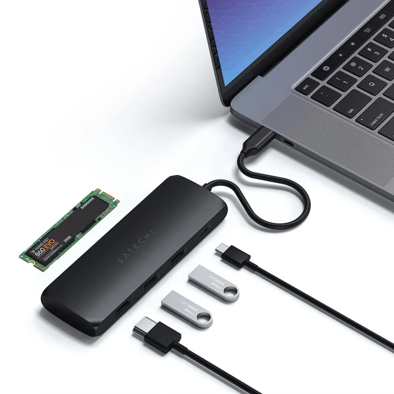 هاب 4 پورت USB-C/SSD ساتچی مدل HYBRID قابلیت نصب SSD هاب 4 پورت USB-C/SSD ساتچی مدل HYBRID قابلیت نصب SSD