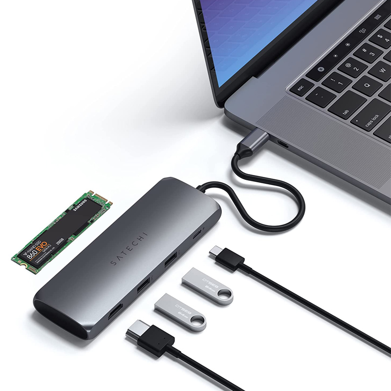 هاب 4 پورت USB-C/SSD ساتچی مدل HYBRID قابلیت نصب SSD هاب 4 پورت USB-C/SSD ساتچی مدل HYBRID قابلیت نصب SSD